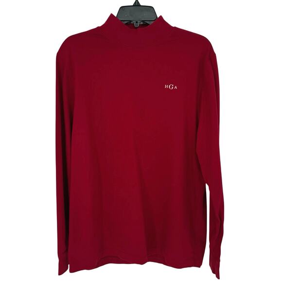 Land's End Long Sleeve Turtleneck Super T-Shirt Mens XL Red Monogram Basic Layer - Picture 1 of 6